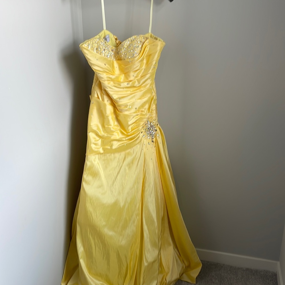 Mori Lee Yellow Beaded Gown